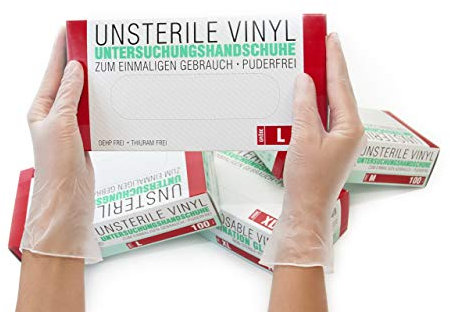 Guanti in vinile 100 pezzi scatole (L, Transparente), guanti usa e getta, senza polvere e lattice, per la pulizia della cucina, non sterile