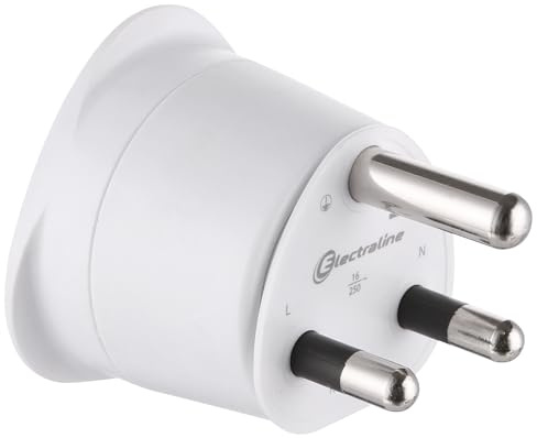 Electraline 70055 reseadapter Frankrike/Europa till Sydafrika, 2-polig, Europa på 3-polig, vit