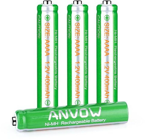 ANVOW AAAA Batteries, Rechargeable AAAA Batteries for Surface Pen, Rechargeable AAAA Battery for Active Stylus, Ni-MH 1.2V 400mAh with Storage Box, 4 Count