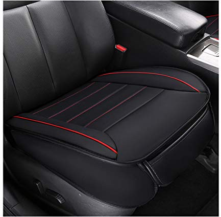 HotYou Coussin d'Assise, Protection des sièges d'auto, Confort et Respiration Four Seasons General PU Cuir Bambou Charcoal Intérieur de Voiture Respirant, Noir, Siège Avant * 1 pic