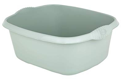 Plastic 39cm Rectangular Washing Up Bowl Kitchen Basin Mixing Sink Bowls Tidy Organizers (Silver Sage)