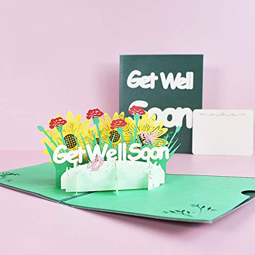 Tarjeta de condolencia 3D pop-up con sobre, tarjeta de flores, tarjeta Get Well Soon, tarjeta de aliento
