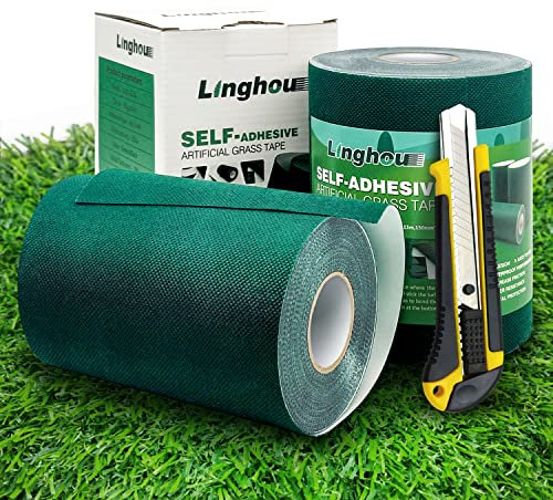 Ruban adhésif pour gazon artificiel de 30,5 cm x 90,5 cm, pour coutures de gazon synthétique, ruban de couture pour faux joints, pour connecter un tapis d'extérieur, tapis de pelouse vert