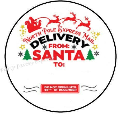 2 cm ø 32 Stück Aufkleber Sticker Briefumschlag-Siegel Post Rund Special Delivery From Santa Present Tag Sonderlieferung Weihnachtsmann Geschenkanhänger R8