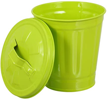 Hemobllo Creative Mini Tabletop Trash can with Lid - Small Desktop Waste Bin and Flower Pot for Home Office Bedroom Kitchen - Compact Desk Bin in Black