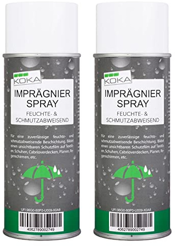 KOKA Spray imperméabilisant incolore pour capote de cabriolet textiles, chaussures, tente (2 x 400 ml)