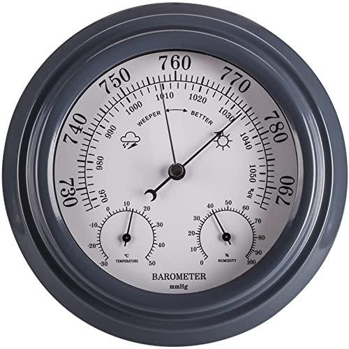 Barómetro 3 en 1 de alta precisión, barómetro aneroide para colgar en la pared de 7,9 pulgadas, humedad de temperatura y presión de aire 1050hPa, para interiores, exteriores, montañismo, agricultura,