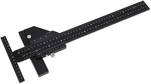 Woodworking Multifunction Ruler, T Type Accurate Professional Dual Function Scriber Gauge, 11.8in/30cm All in One Aluminum Steel Framing Tool, Convenient Wood Scriber Measure Scribing Ruler