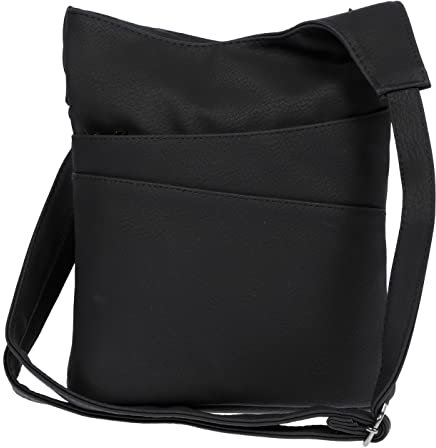 Christian Wippermann Damen Tasche Schultertasche Umhängetasche Crossover Bag Leder Optik Handtasche Schwarz