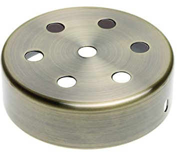 AMARCORDS - Kit Rosone 7 fori per Lampadario in metallo, coprifili per lampada completo di accessori fermacavo viti e staffa da soffitto. Diametro 100mm altezza 35mm colore BRONZO