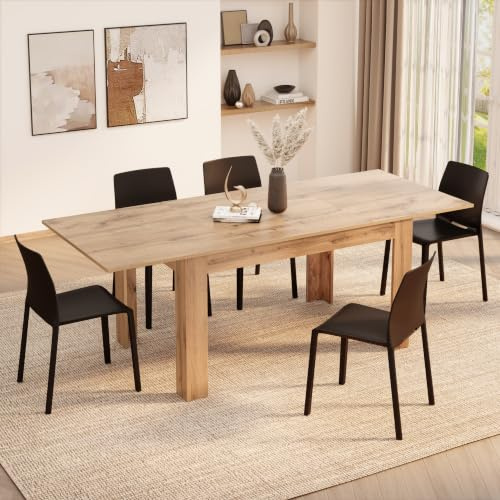 Mobili Fiver, Tavolo allungabile Cucina, Easy, 140(220) x90 cm, Rovere Rustico, per 6-8 persone, Tavolo Cucina, Made in Italy