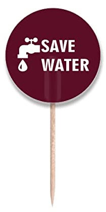 Save Water Art Deco - Banderas redondas para palillo de dientes