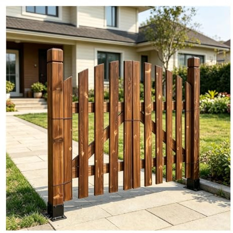 LVLDAWA Cancelli da Giardino per Esterni, Porte in Legno Vintage Carbonizzate, Divisorio in Legno Autoportante L'interno Cortile di Casa, Dimensioni Personalizzabili (Colore : Marrone, Taglia : 130x