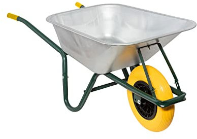 Garmix Schubkarre Schubkarren Schiebkarre 100 Liter 250 kg und Zubehör (Schubkarre Pannenschutzreifen)