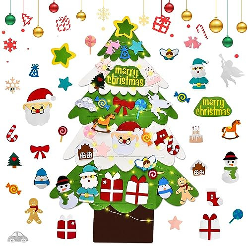 DazSpirit Weihnachtsbaum, 3.28Ft DIY Filz Deko Weihnachtsbaum, Tannenbaum Zum Schmücken Mit Abnehmbaren Hängenden Ornamenten, Weihnachtsbaum Für Home/Tür/Wand Dekor