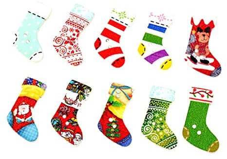 Amosfun 100er Pack Weihnachtsknöpfe Aus Holz mit 2 Löchern für Socken Dekoration Bastelbedarf Festliche Feiertage