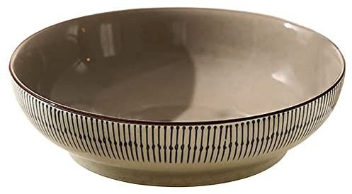 LAVAMI Keramik-Nudelsalatschüssel, große Servierschüssel 30 cm, extra große Salatschüssel aus Keramik, großes großes Porzellan, großer Salatteller, bunt-grau, 1700 ml (Color : Gris, Size : 3500ml)