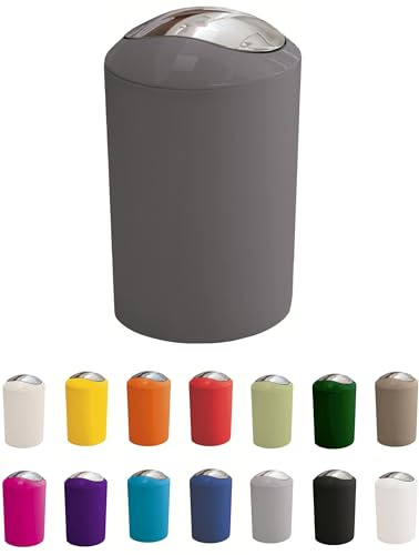 KW Gleam 5Ltr Swing Bin - Compact Bathroom/Office/Bedroom/Waste Bin (Grey)