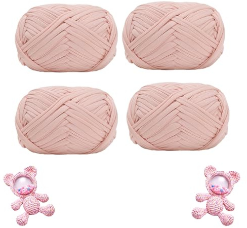 Spldsun 4 stycken stickgarn, tjock för virkning, korgvävningstillbehör (rosa kött)