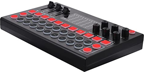 OSALADI Carte Son en Direct Multifonction Changeur De Voix Portable pour Pc Et Téléphone, Éclairage LED, De Bruit Dsp, Usage DJ Podcast Karaoké, Compatible Multi-Plateformes, Format Compact Noir