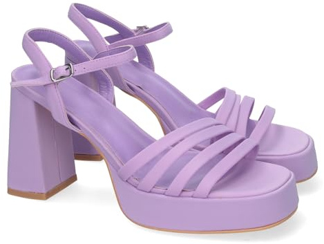 shoes&blues.es 82119-Sandalias Elegantes de Fiesta con Tacon Alto y Plataforma, Diseno con Correas Cruzadas y Cierre de Hebilla Ajustable.. Talla 40 Lila