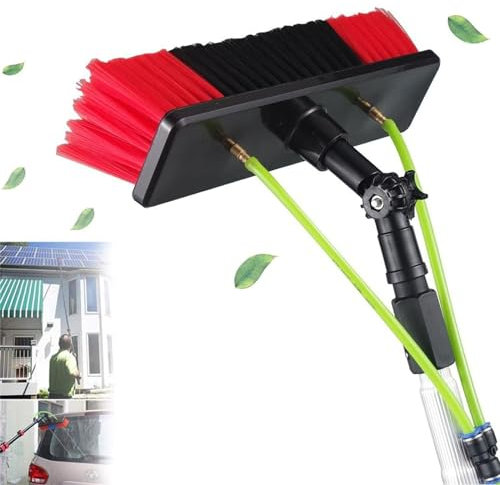 TONAUA Waschbürste Mit Teleskopstiel Set, Reinigungsbürste Teleskop Set Rotierend Mit Schlauchanschluss, Teleskopstange Wasserführend Zur Reinigung Von Photovoltaik Und Solarmodulen