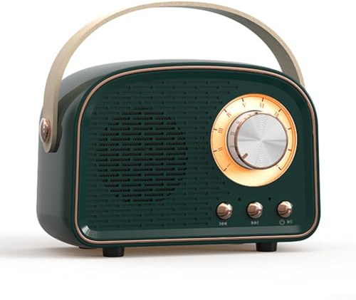 Retro-Bluetooth-Lautsprecher, Radio, Vintage-Lautsprecher tragbarer kabelloser Lautsprecher für Zuhause, Geschenk/Dekoration (Dunkelgrün)