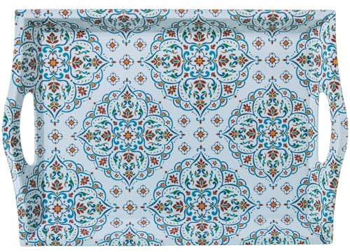DRW Bandeja Rectangular con Asas de melamina con Dibujos arabesco 31x44x5.2 cm