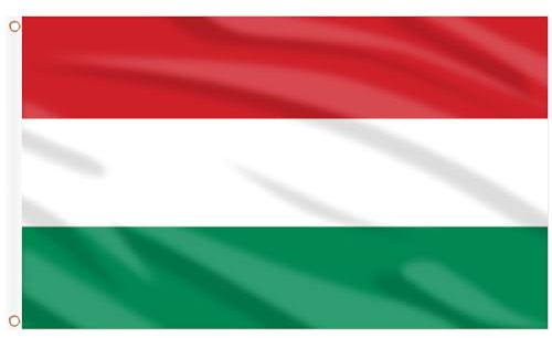 AhfuLife Ungarn Flagge 90 x 150 cm, 2 Stück Ungarisch Fahne Leuchtenden Farben mit Messing-Ösen, Ungarn Fahne für Fußball EM WM Euro Olympische Nationaltag Party Bar Deko