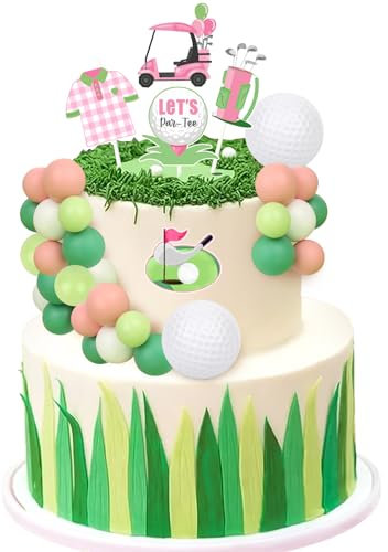 Cheereveal Golf Cake Decorations for Girls - Golf Ball Theme Cake Cupcake Figures Toppers Ball Dessert Picks, Sports Theme Birthday Baby Shower Party Photo Props