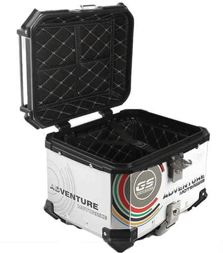Bauletti per Moto, Baule da Moto Top Case Universale 36L 45L 55L 65L Bauletto Moto Alluminio Portacasco con Serratura di Sicurezza(Argento,65L)