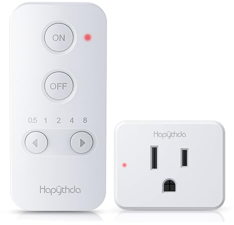 HAPYTHDA Remote Control Outlet Plug, Timer Outlet with Remote, 500ft Range Wireless Remote Light Switch, 15A/1500W Timer Plug, Remote Plug in on Off Switch, 4000V Anti-Surge, Light Control for Bedroom