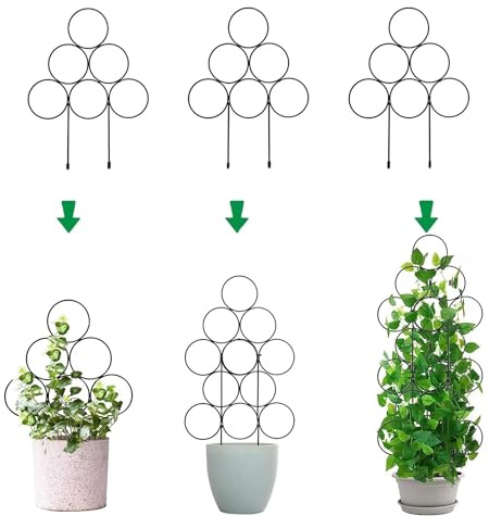 SENIURIS Rankhilfe für Kletterpflanzen, 3 Stück, stapelbar, für den Garten, für den Innen- und Außenbereich, kleine Zimmerpflanze, Metallspalier für Weinrebe, Efeu, Rose.