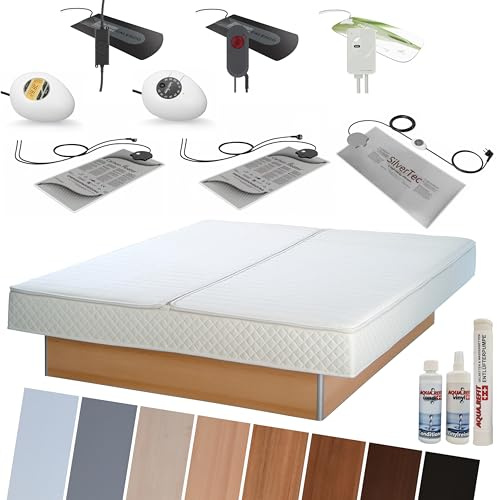 AQUA ROYAL Wasserbett KOMPLETT Bett Set Softside Mono Podest/Sockel 100x200 cm F5 – Wasserbetten Heizung von Calesco oder TBD Carbon Heater – Pflegeset und Befüllschlauch
