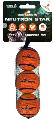 Dog Comets Neutron Star - Hundeball mit Quietscher - Ø 5 cm - Hundespielzeug - Tennisball - Bouncing Tennisball - 3 Stück - Orange