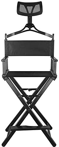 Professioneller Make-up-Künstlerstuhl mit Kopfstütze, tragbar, zusammenklappbar, Aluminium, Regiestuhl für Make-up-Künstler