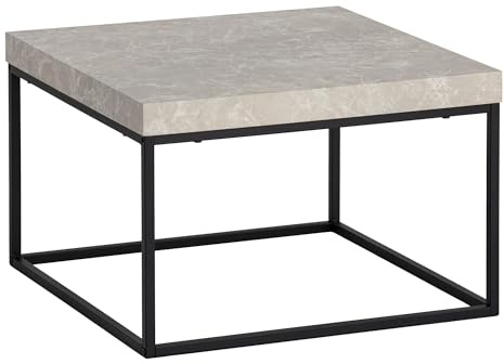 FineBuy Couchtisch 60x60x38 cm Sofatisch Modern, Design Wohnzimmertisch Quadratisch, Loungetisch Klein, Kaffeetisch Metallbeine Beige