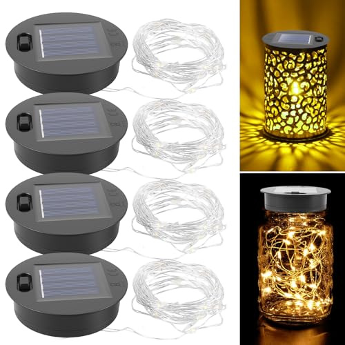 HOSPAOP 4 luci solari di ricambio Top 7 cm, modulo solare di ricambio con catena di luci a LED bianco caldo, impermeabile, ricambio per lampade solari, lanterna, coperchio, annaffiatoio da giardino