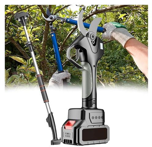 DMBBSAPBSH Forbici Potatura Elettriche, Potatore Elettrico con Display LCD, Forbici da potatura a Batteria con 2 batterie Ricaricabili, tagliarami for potatura Alberi