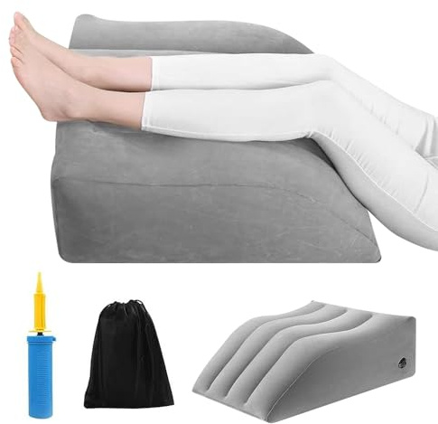 KQWVZ Leg Elevation Pillow, Inflatable Leg Rest Pillow for Elevating LEg, Inflatable LegElevating Pillow with Storage Bag for Promote Blood Circulation, Improving Sleep, Injury Recovery