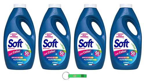 4 détergents doux Detersivo Lavatrice Full Color - Lessive liquide - 50 lavages 2250 ml + porte-clés Beni Culinari