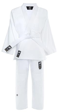 HOOK fighting Judo Gi Erwachsene Kimono mit Gürtel für Erwachsene in Weiß Größe 160-200 cm Universalschnitt Bequem in atmungsaktiver Baumwolle Langlebig Farbe Dickes Material Judoanzug (190 cm)