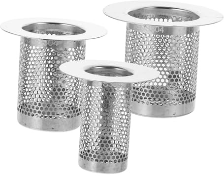 TEHAUX 3pcs Stainless Steel Sink Strainers with Fine Mesh Small to Large for Kitchen Bathroom and Tub Drain Hair Catcher Food and Debris Catchers Easy to Use Without Tools
