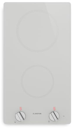Klarstein Placa Inducción 30cm - 2 Zonas, 3500W Boost, Mando Giratorio, Indicador Calor Residual, Protección Sobrecalentamiento, Superficie Cristal, Cocina Compacta
