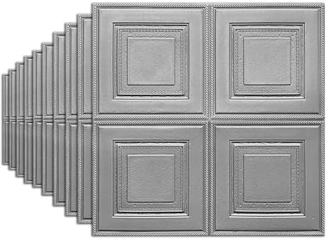 Anttyscar 3D Grid Panels Wall Panel Wallpaper - Self-Adhesive and Waterproof Foam Panels, Easy to Install Peel and Stick Design for Home Decor, Grey, 20-Pack 70x70cm