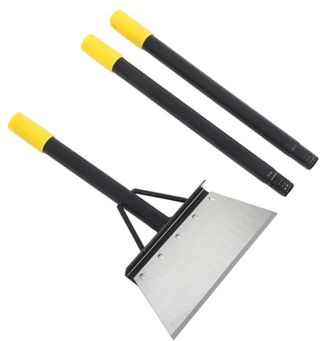 ROMISBABA Pala Piatta da Giardino Manico Regolabile 127 CM Raschietto per Pavimenti in Metallo per Diserbo Rimozione Ghiaccio e Erbacce Attrezzo Multifunzione per Pulizia Prato e