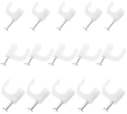 Zerodeko Clips para Cables 300 Unidades (6 Mm, 7 Mm, 8 Mm) Grapas de Acero para Fijación en Pared Organizador de Cableado para Cables Telefónicos Red Resistente y Reutilizable