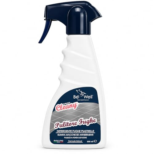 CLEANY Pulitore Fughe Pavimenti, Soluzione Liquida Concentrata per Rimuovere Macchie e Annerimenti da Piastrelle e Rivestimenti, Prodotto Pulizia Casa, Made in Italy, 500ml