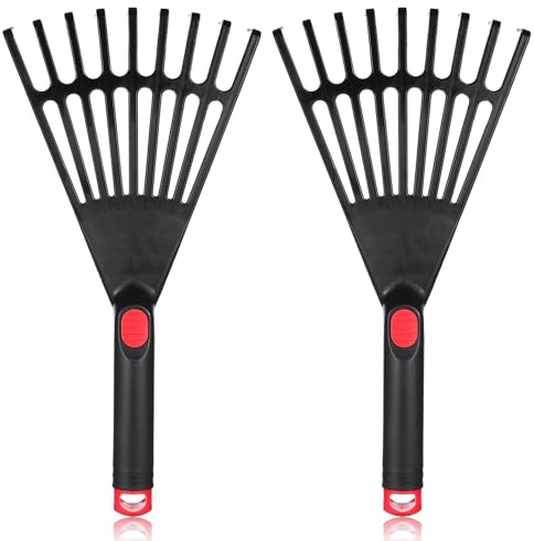 Generico Rastrelli da Giardinaggio in Plastica Resistente 2 Pezzi per Diserbo e Pulizia Foglie Utensili Manuali per Cura Prato e Orto Outdoor