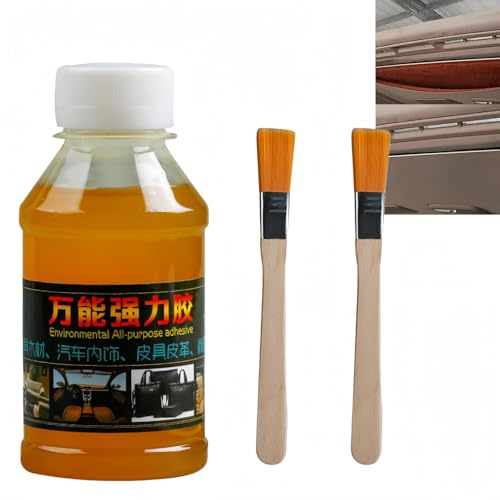 100ml Headliner Repair Glue with Brush,Strong Fast Dry Headliner Adhesive for Car Roof Liner,Upholstery,Fabric,Leather,Carpet & Material Repair,Waterproof Contact Adhesive with Brush